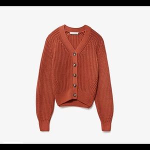 Everlane cropped cotton cardigan in cider/rust
